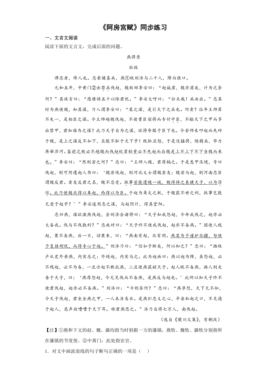 16.1《阿房宫赋》同步练习（含解析） 2022-2023学年统编版高中语文必修下册