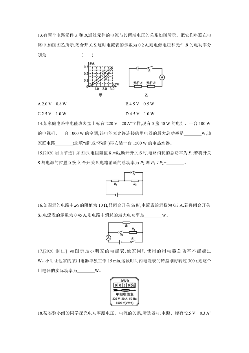 粤沪版物理九年级上册同步练习：15.2　认识电功率（Word有答案）