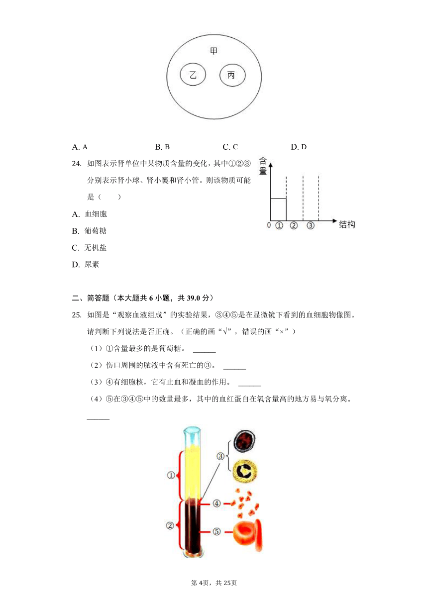 2021-2022学年福建省南平市光泽县七年级（下）期中生物试卷（word版含解析）