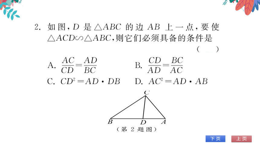 【华师大版】数学九年级上册 23.3.2 相似三角形的判定 第2课时 习题课件