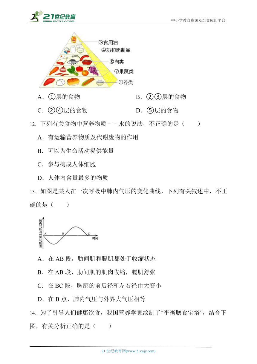 苏科版生物七年级上册期末模拟试题（一）（含解析）