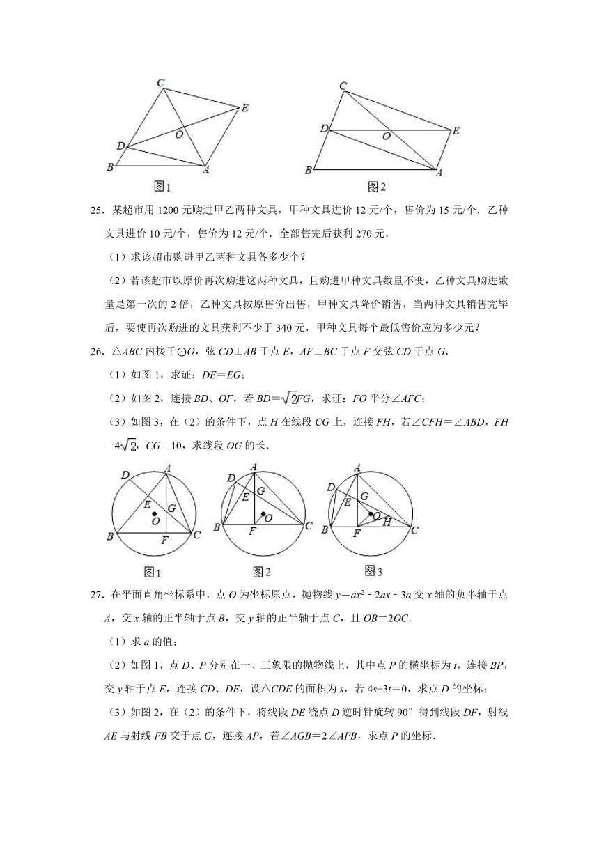 2021-2022学年黑龙江省哈尔滨市香坊区德强学校九年级（上）学情监测数学试卷（10月份）（五四学制）（Word版含解析）