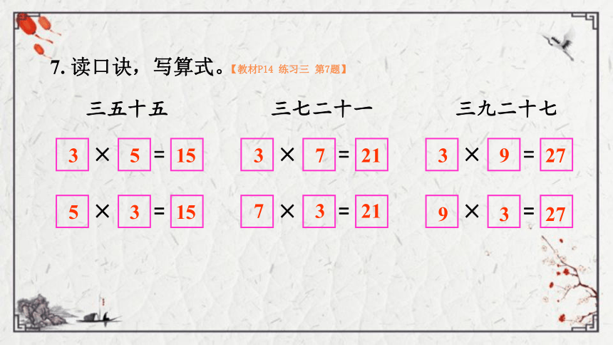 一 表内乘法（一）练习三 练习四课件（23张PPT)