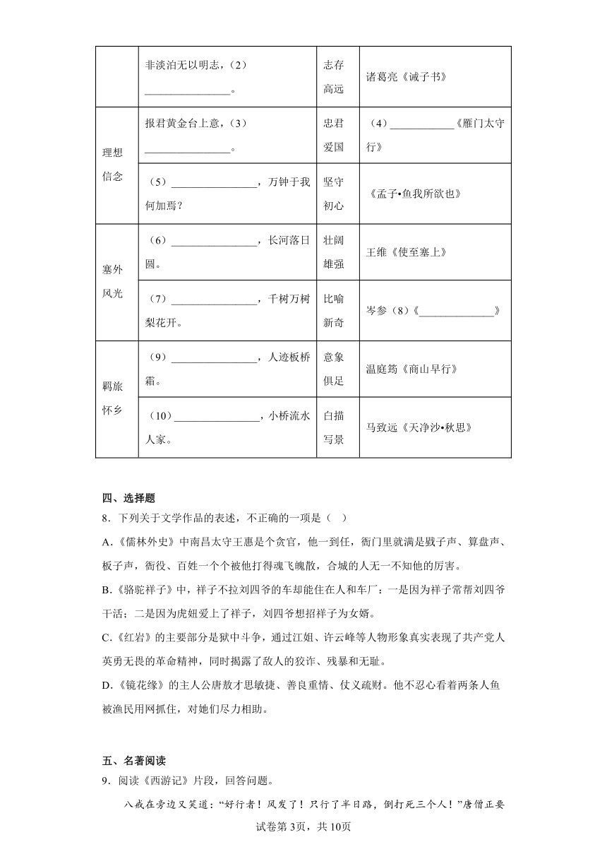 2023年山东省潍坊市临朐县等八县市中考三模语文试题（含解析）