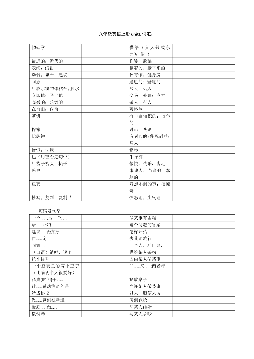 Unit 1 Me and My Class测试2021-2022学年冀教版八年级英语上册（无答案）