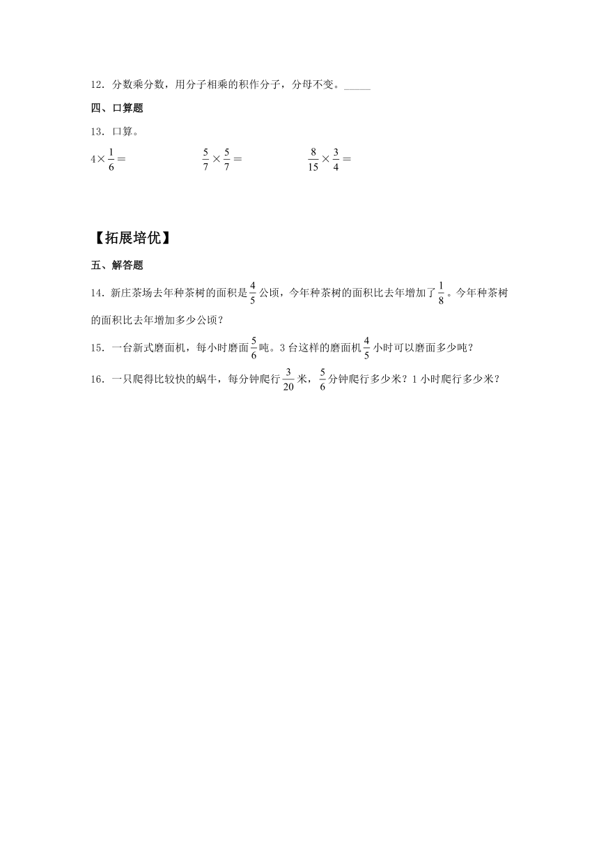 六年级上册数学苏教版 2.2 分数与分数的乘法（同步练习）（含答案）