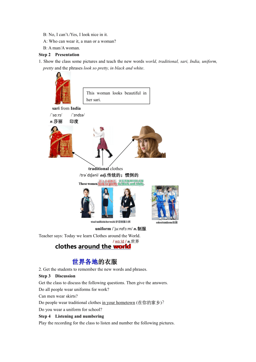 Unit 2 Colours and Clothes Lesson 11  Clothes around the World教案