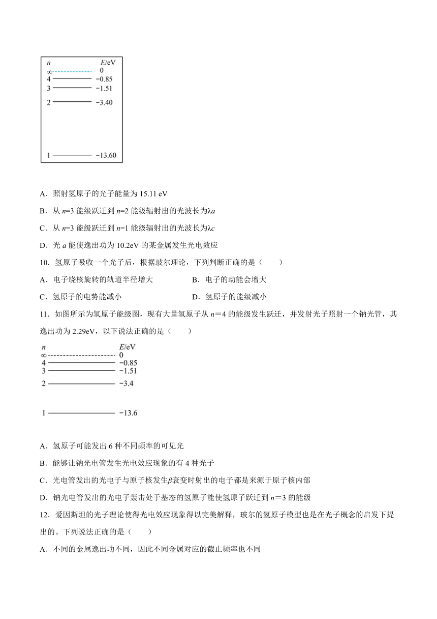 4.4玻尔原子模型 基础巩固（word版含答案）