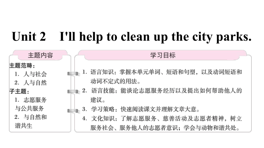 Unit 2 I'll help to clean up the city parks  Period 1 Section A (1a～2d)  课件(共27张PPT) 2023-2024学年人教版英