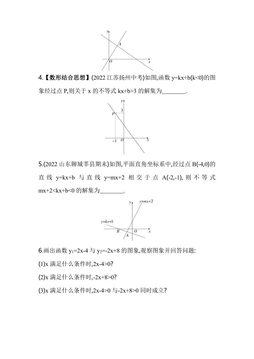 青岛版数学八年级下册10.5　一次函数与一元一次不等式  同步练习（含解析）