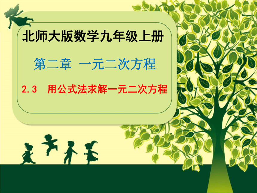 北师大版 数学九年级上册2.3　用公式法求解一元二次方程课件（共25张）