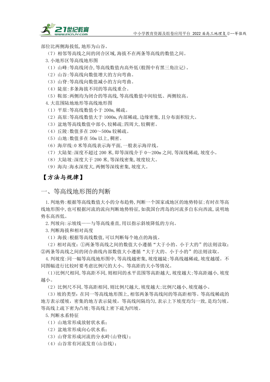 专题一等值线   高考地理二轮梳理进阶学案（含解析）