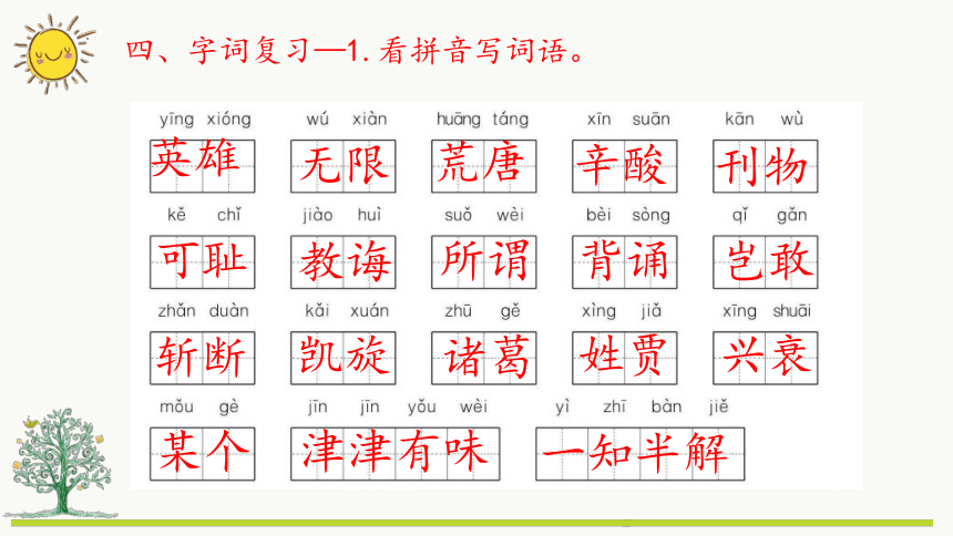 五年级上册语文部编版第八单元复习【第一课时】  课件