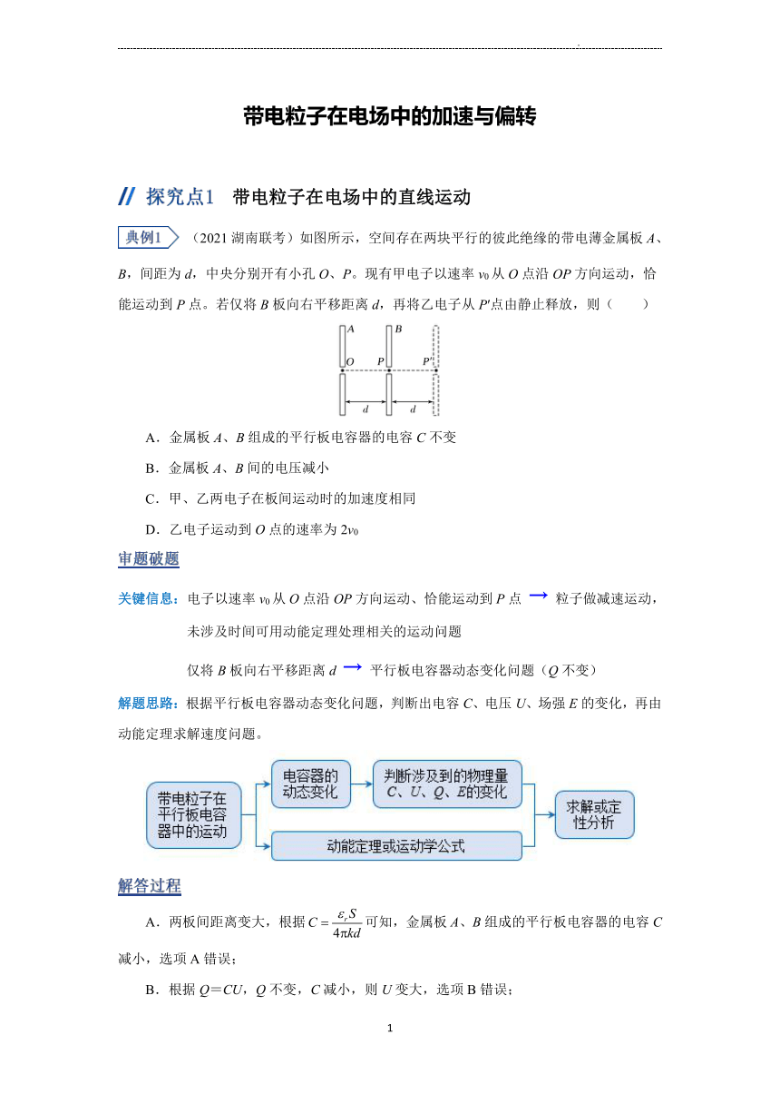 电场与磁场——带电粒子在电场中的加速与偏转(学案)-2023年新高考物理二轮复习专题讲义