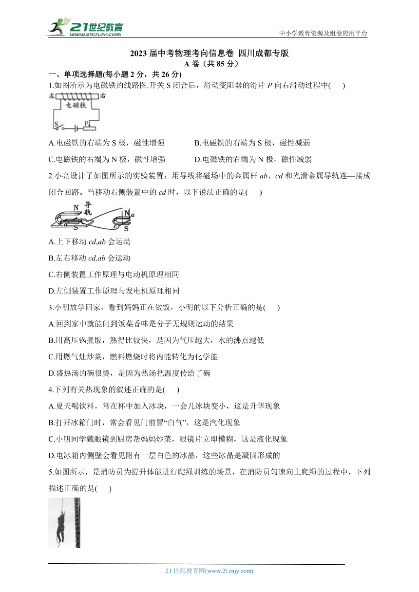 2023届中考物理考向信息卷（有解析） 四川成都专版