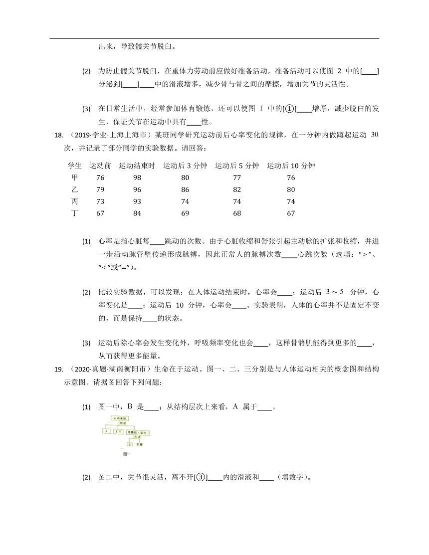 2020-2021学年人教版八年级生物上册第五单元第二章动物的运动和行为同步达标(word版含答案解析）