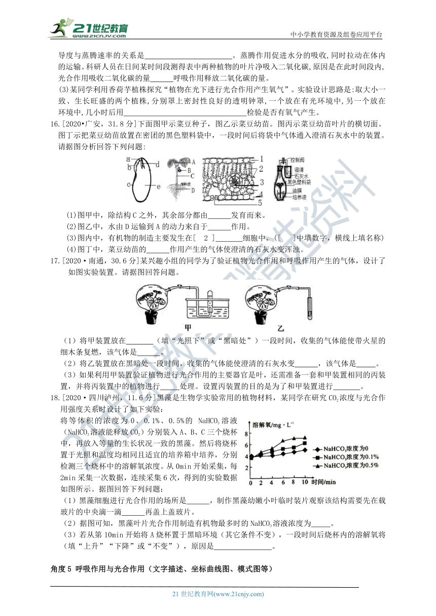 济南版中考真题汇编2.1.4绿色植物的呼吸作用(含答案)