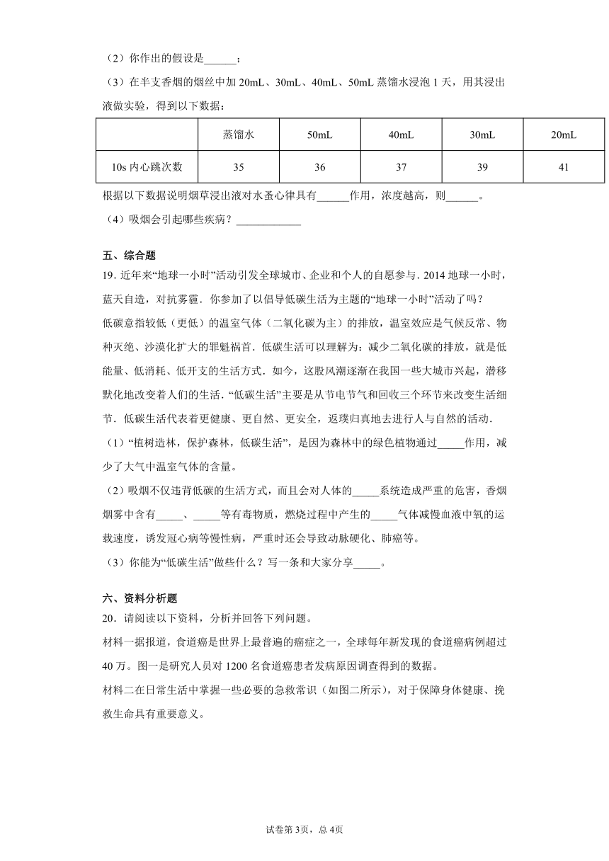 2020-2021学年鲁科版七年级下册第五单元第三章了解自己增进健康测试卷（Word版 含答案）