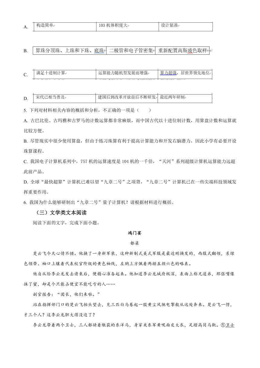 2022-2023学年四川省巴中市南江县高三下学期模拟训练（一）语文试题（解析版）