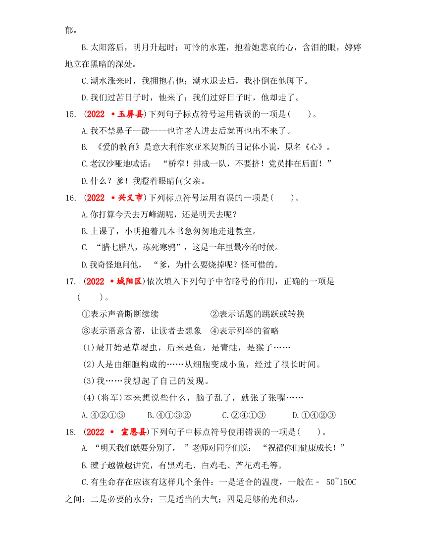 2023年小升初语文标点符号辨析与运用综合训练（有解析）