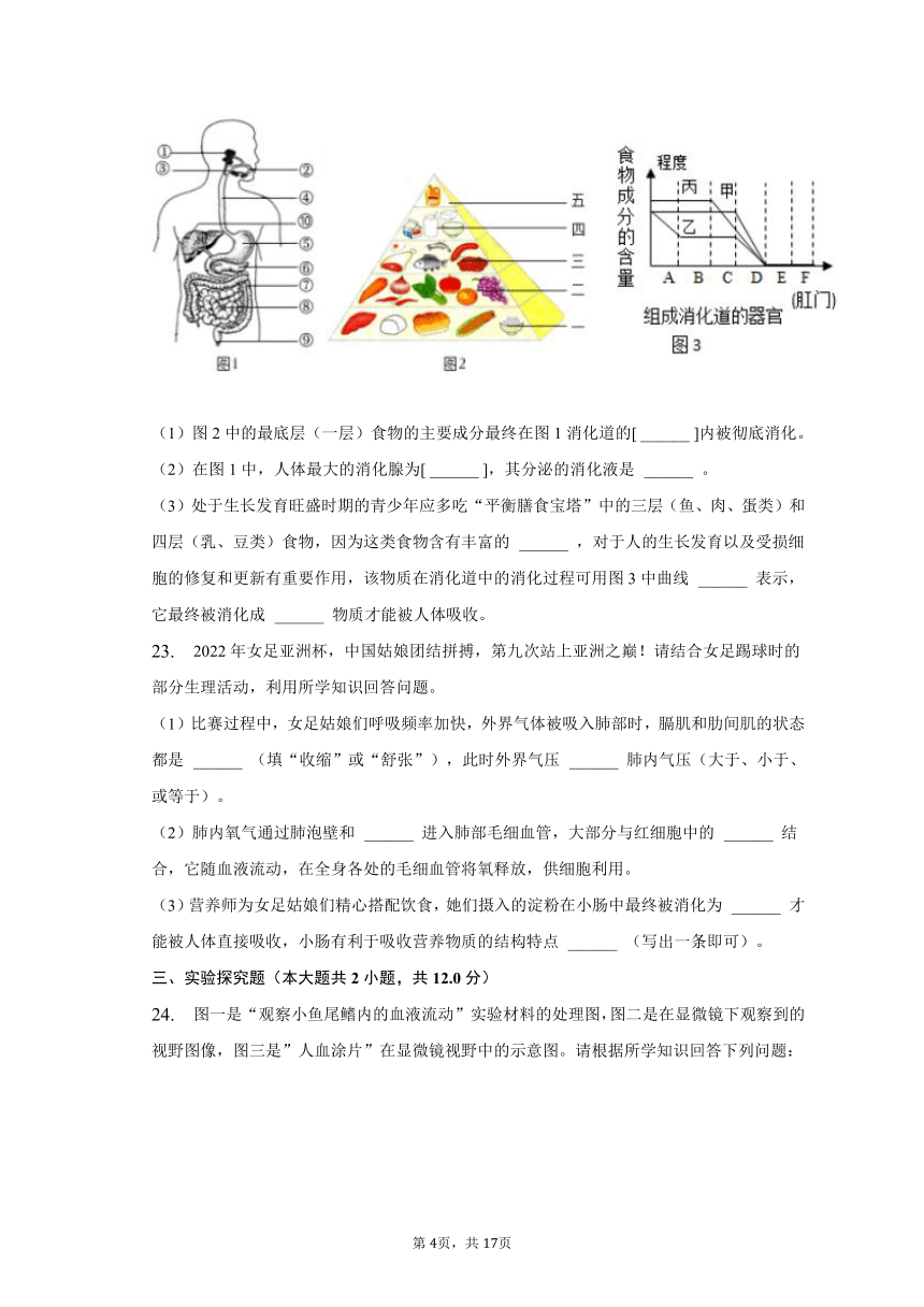 2022-2023学年河南省南阳市南召县七年级（下）期中生物试卷（含解析）