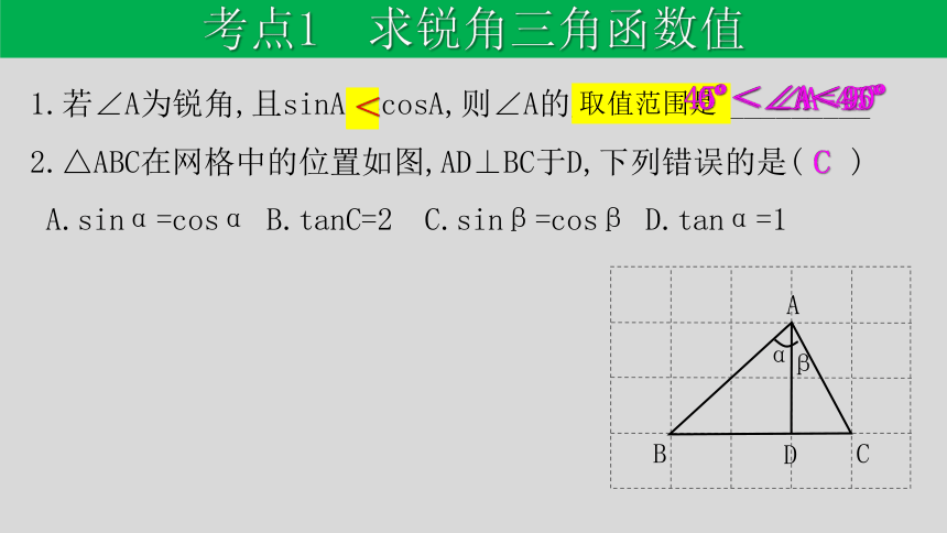 【中考一轮复习】4.7   锐角三角函数  课件（共20张PPT）