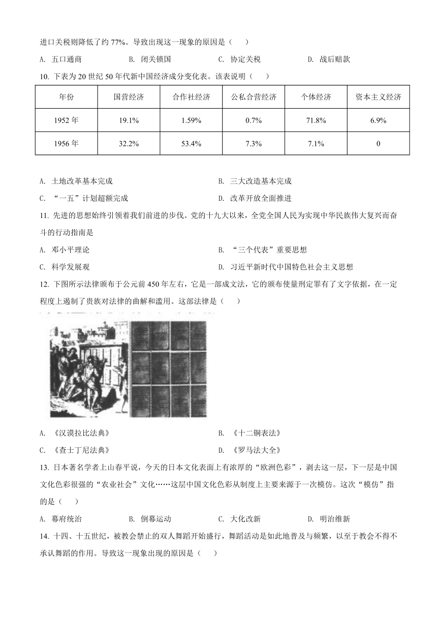 2022年甘肃省金昌市中考历史真题（Word版，含答案）