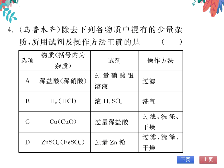 【人教版】化学九年级下册-第十一单元 专题五 物质的除杂与鉴别 (习题课件)