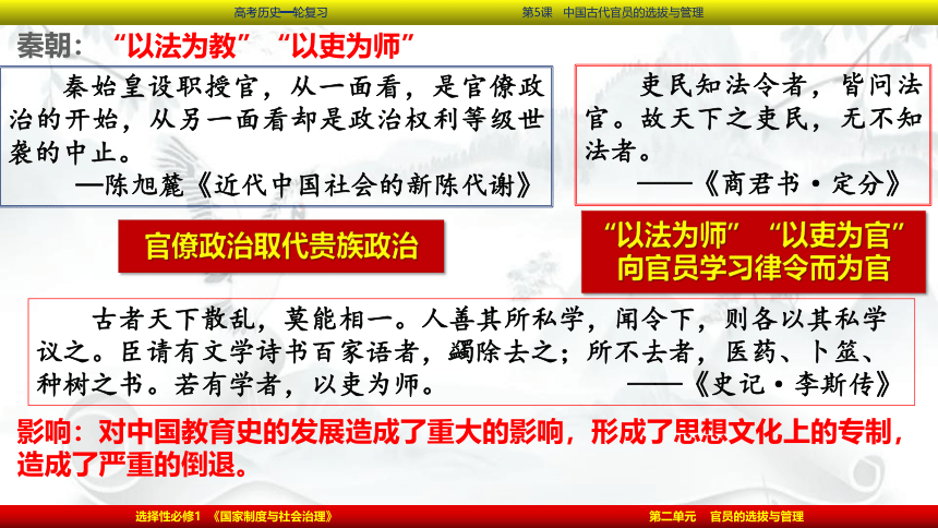 2023届高考一轮复习第5课 中国古代官员的选拔与管理课件(共69张PPT)