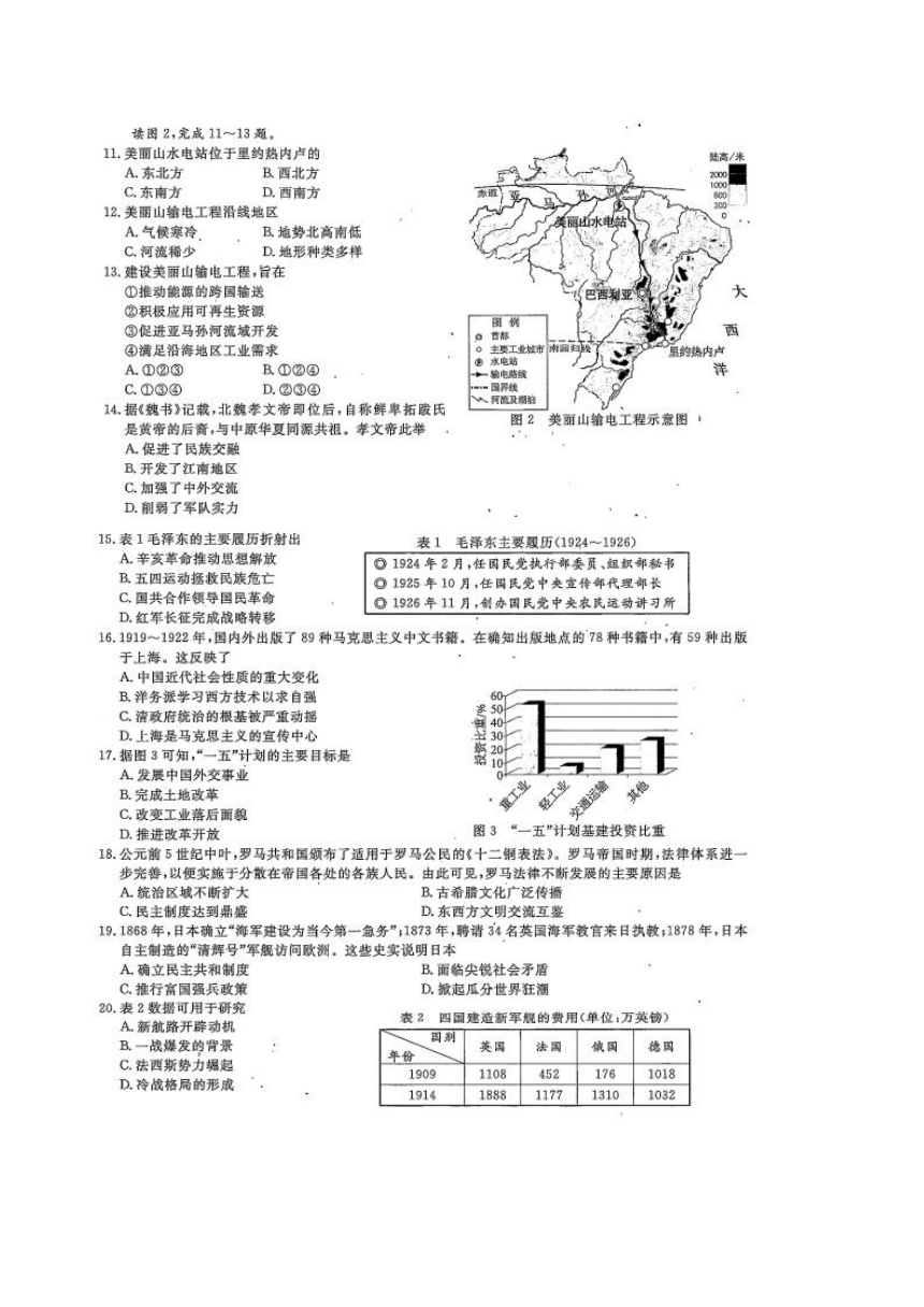 浙江省温州市2022年中考社会试卷（图片版，含答案）