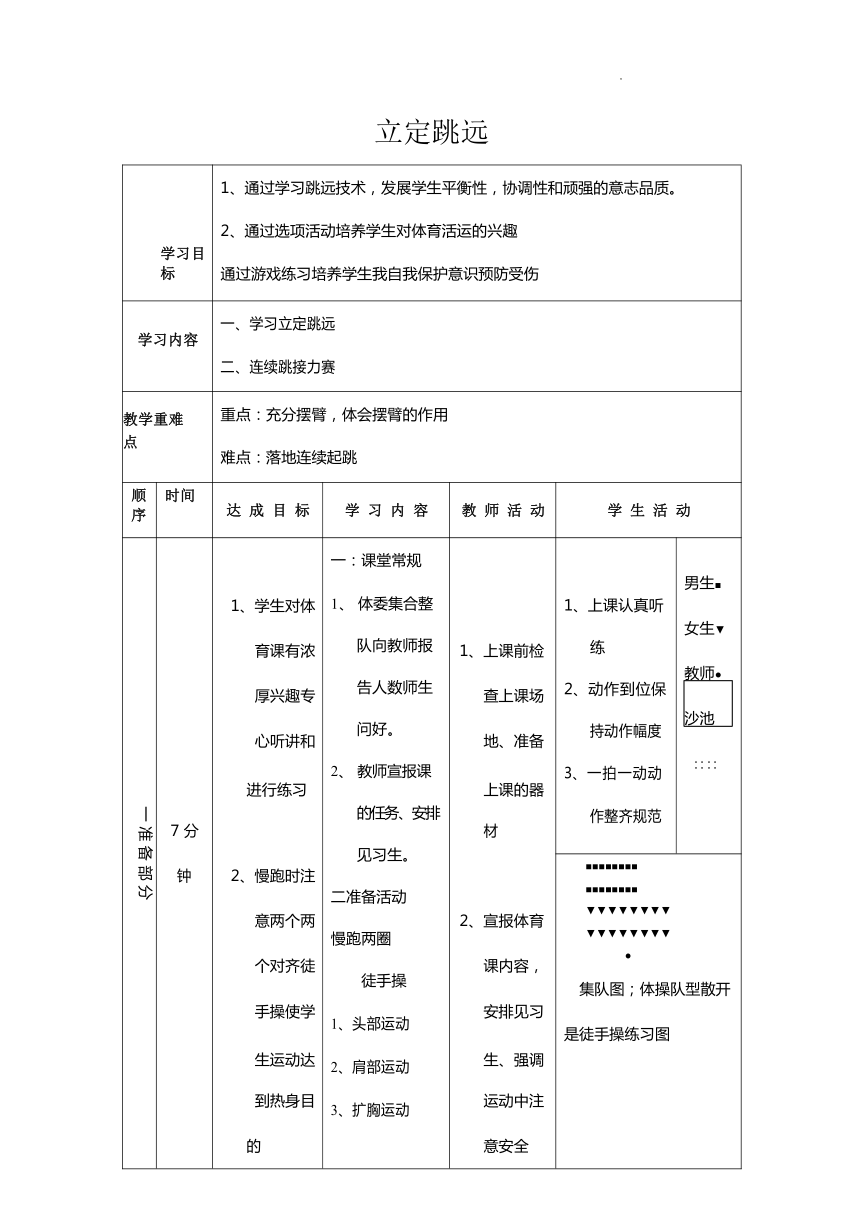 体育四年级下册立定跳远教案