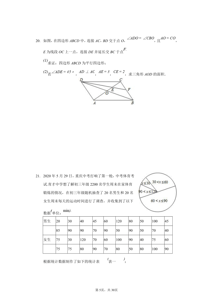 重庆市九龙坡区2019-2020学年八年级（下）期末数学试卷（word解析版）