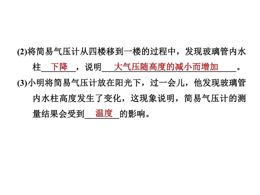 2020-2021学年八年级物理沪科版全一册 第八章 专训：大气压强的变化及应用 课件（共24张PPT）