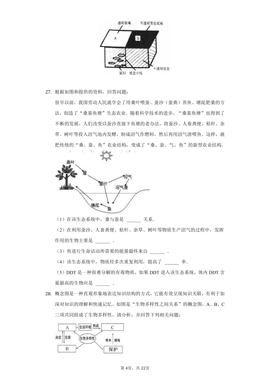 2020-2021学年甘肃省天水市石马坪中学八年级（下）期中生物试卷（word版 含解析）