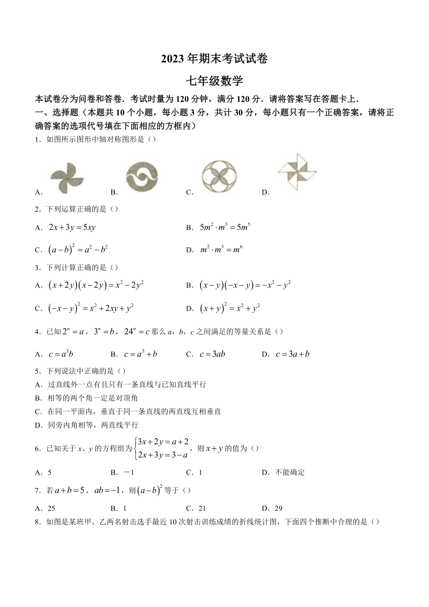 湖南省邵阳市邵东市2022-2023学年七年级下学期期数学试题(无答案)