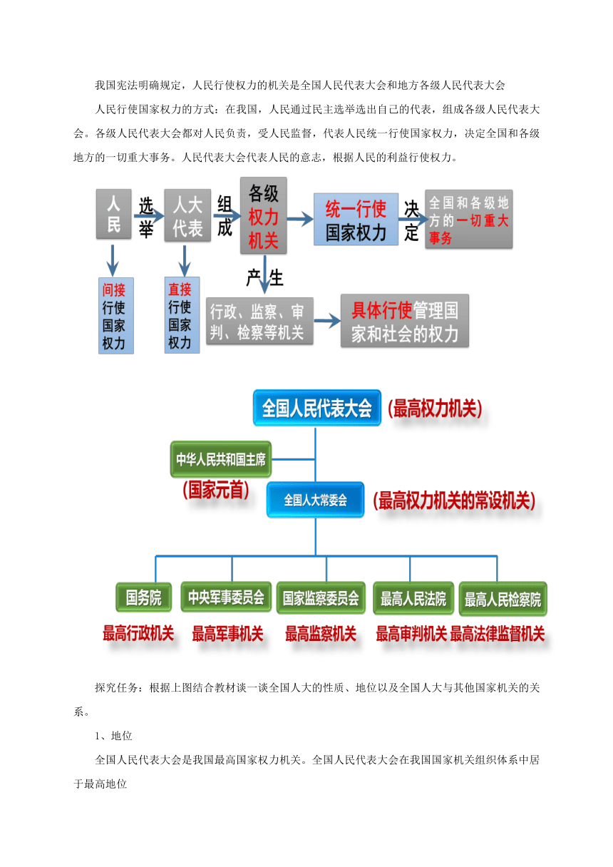 5.1 人民代表大会：我国的国家权力机关 教学设计-【新教材】2020-2021学年高中政治统编版必修三