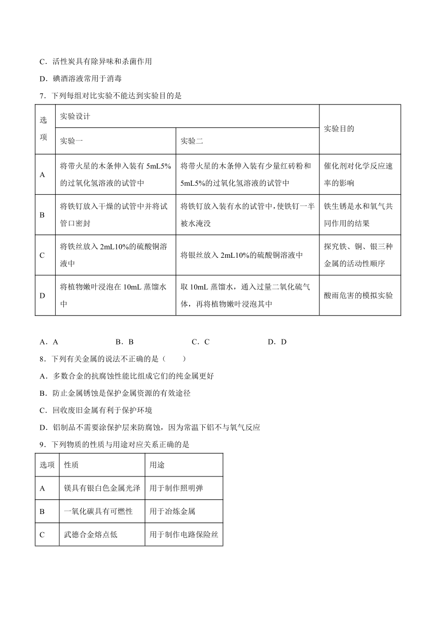 第九单元金属测试题(含答案) ---2022-2023学年九年级化学鲁教版下册