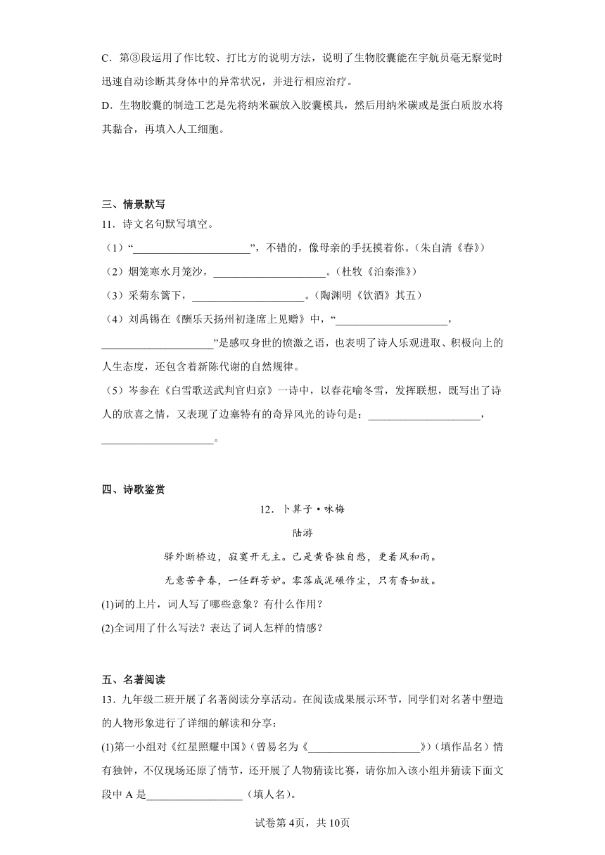 2023年四川省广安市中考语文真题(含答案)