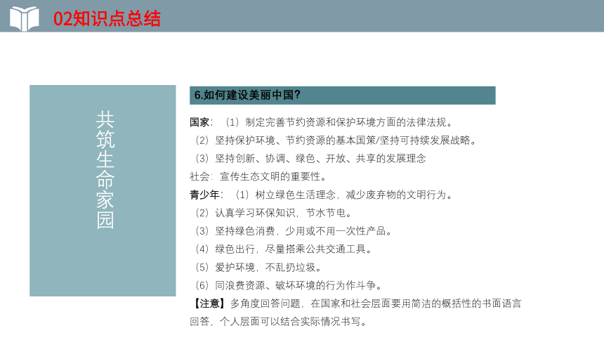 2022年中考一轮复习道德与法治九年级上册第六课  建设美丽中国 教学课件（30张PPT）