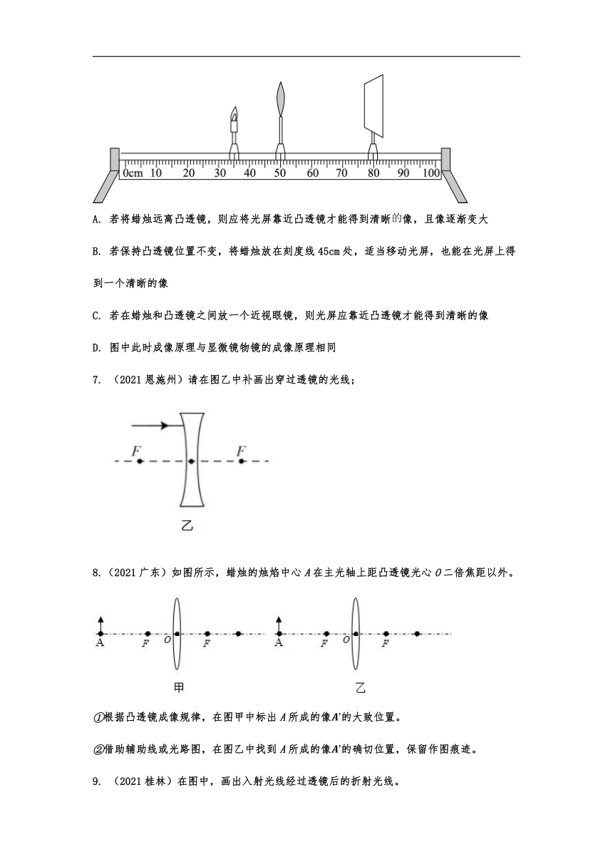 2021年中考物理真题分类训练——透镜及其应用（有解析 ）