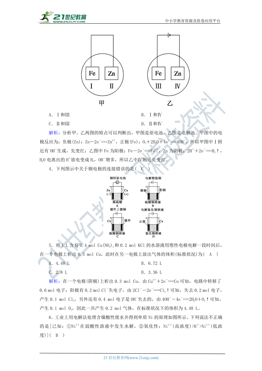 高中化学选修四4.3.2电解原理的应用 课时作业（含解析）