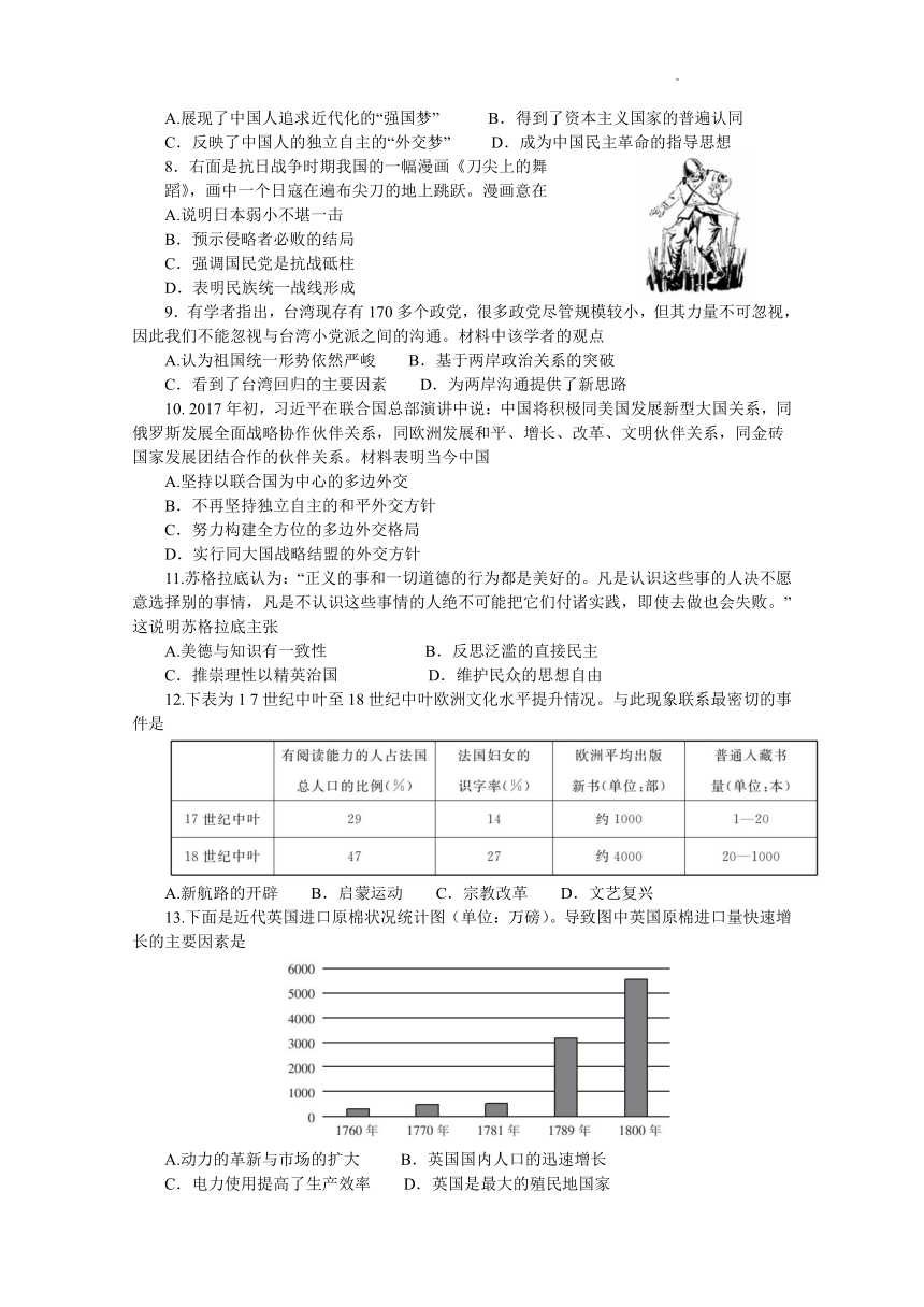 湖北省巴东第三高级中学2021-2022学年高三下学期4月双周测（半月考）历史试题（九）（Word版，含解析答案）