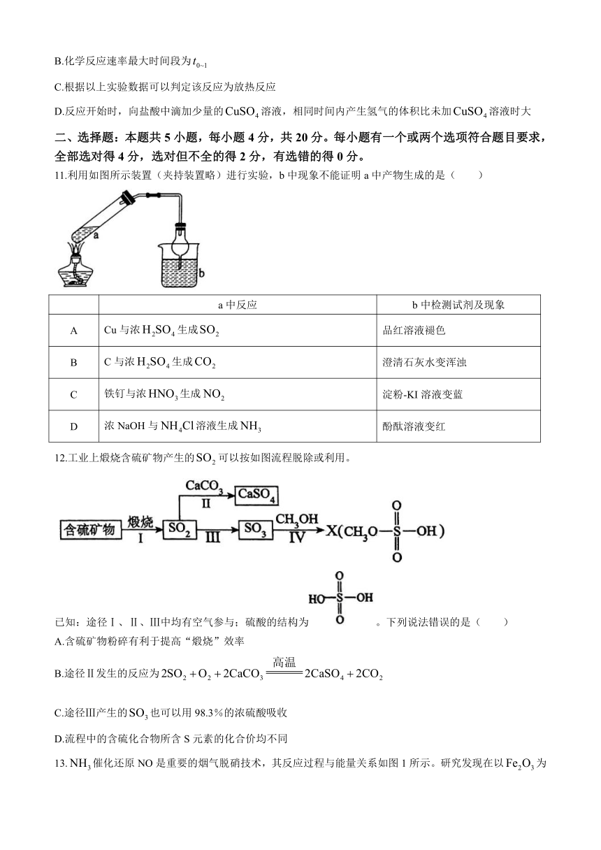 山东省济宁市邹城市2023-2024学年高一下学期4月期中教学质量检测化学试题（含答案）