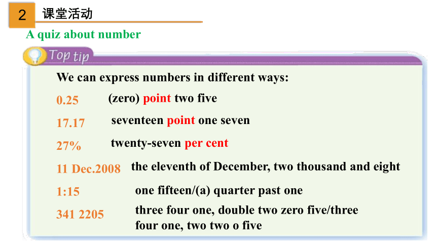 2.5 Unit 2 Numbers listening and speaking（课件）