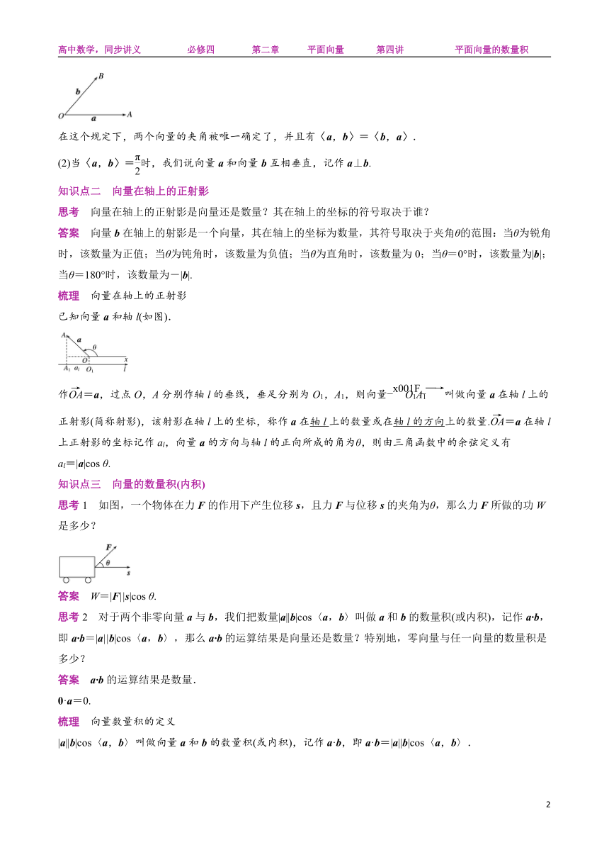 2.4 平面向量的数量积-人教A版高中数学必修四讲义（Word解析版）