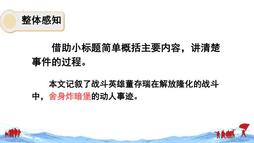 部编版语文六年级下册第四单元 13《董存瑞舍身炸暗堡》课件 （共24张PPT）