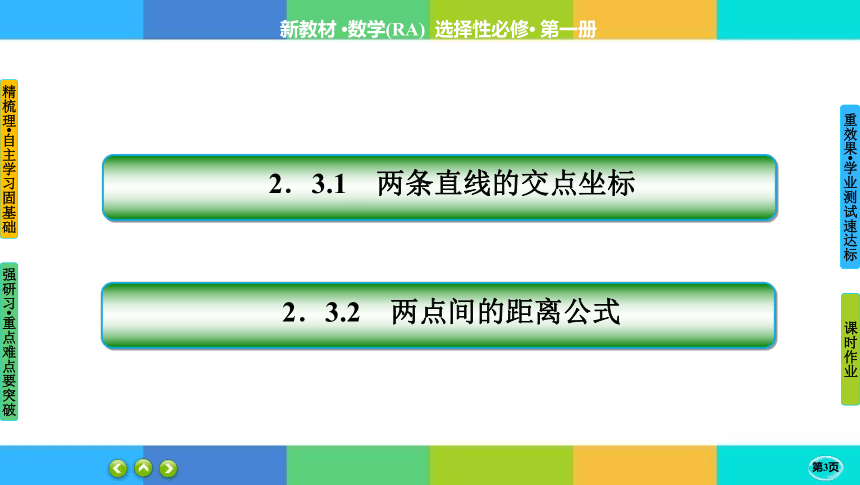 2-3-1、2两条直线的交点坐标、两点间的距离公式-高中数学人教A版 选择性必修一 课件（共47张PPT）