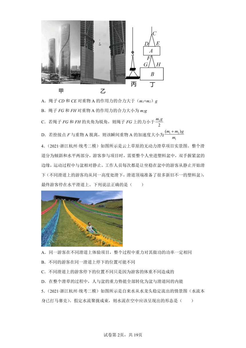 浙江省杭州市2021届-2023届高考物理三年模拟（二模）按题型分类汇编-01选择题（含解析）