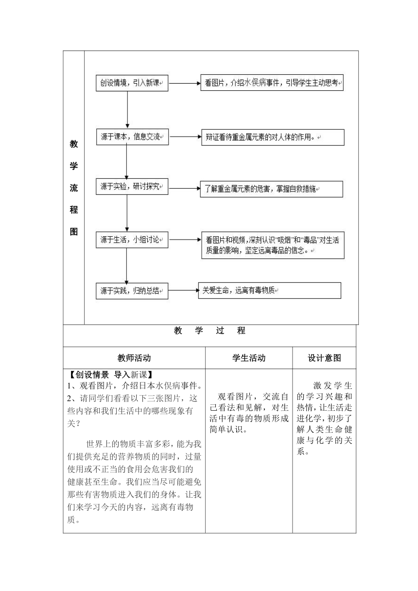 鲁教版（五四制）化学九年级全一册 5.3  远离有毒物质(1) 教案（表格式）