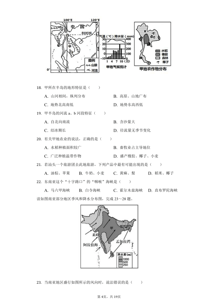 2020-2021学年广东省汕头市龙湖实验中学七年级（下）期中地理试卷（Word含解析）